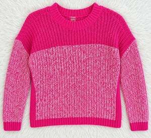 Lou & Grey Women's Marled Colorblock Knit Sweater Size Small Magenta Pink White